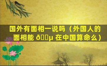 国外有面相一说吗（外国人的面相能 🌵 在中国算命么）